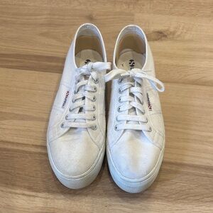 Superga Classic White Lace-Up Sneakers